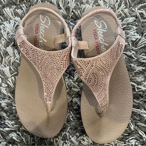Skechers Women's Meditation Rose/pink Sparkle Rhinestones Sandal Shoes Size 8